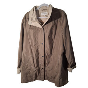 Breckenridge Women’s Jacket Size 2XL Tan Beige Hooded Rain Windbreaker Coat